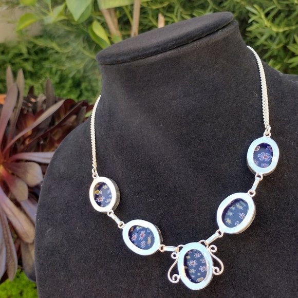 Spring and summer Millefiori (not Murano) silver necklace 18"… - Picture 6 of 17